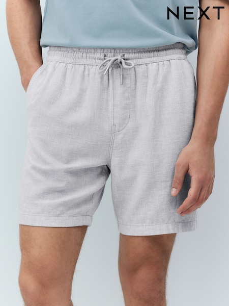 Cinza - Linen Rich Drawstring Waist Shorts (AM1875) | R$ 210