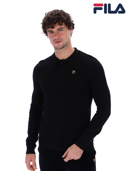 Fila Black Frank Knitted Long Sleeves Polo Shirt (AM2084) | €46