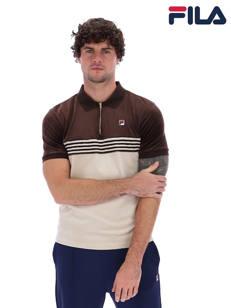 Fila Brown Lennox Velour Polo Shirt (AM2108) | ₪277