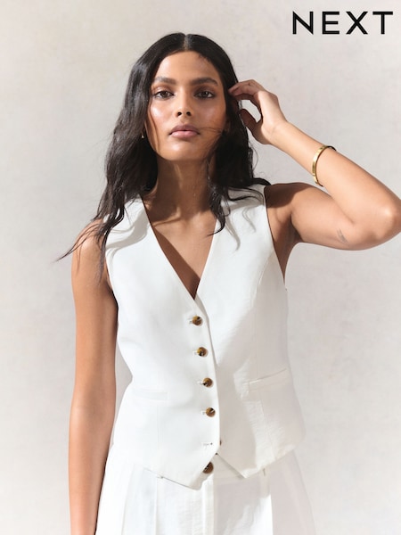 White Button Through V-Neck Waistcoat (AM2200) | 1,201 UAH