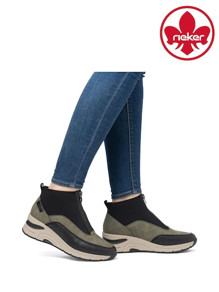 Rieker Womens Green Front Zip Wedge Boots (AM2248) | ‏352‏₪