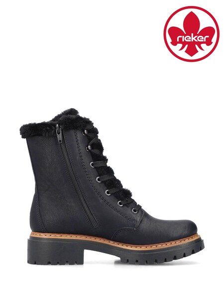 Rieker Womens Military Black Boots (AM2253) | 333 LEI