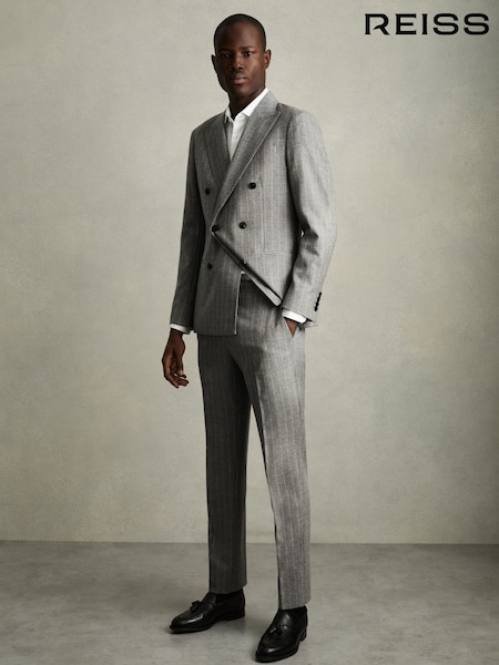 Reiss Soft Grey Lab Slim-Fit Pinstripe Suit Trousers (AM2259) | 1,235 QAR
