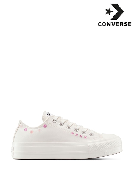 Converse White Chuck Taylor All Star Lift Joyful Floral Print Low Trainers (AM2270) | €114
