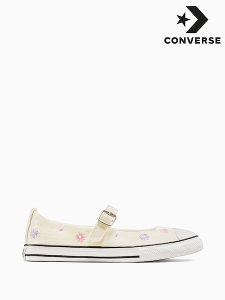 Converse Cream Junior Floral Dainty Mary Jane Shoes (AM2300) | €47