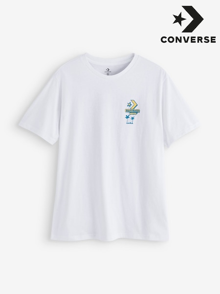 Converse White 100% Cotton Motel Back Graphic T-Shirt (AM2338) | €37