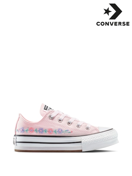 Converse Pink Chuck Taylor Floral Print Embroidered EVA Lift Ox Trainers (AM2340) | kr714