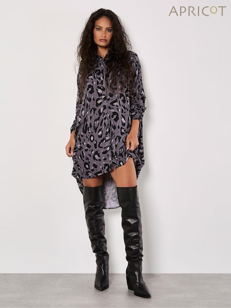Apricot Grey Cheetah Batwing High Low Dress (AM2435) | €21.50
