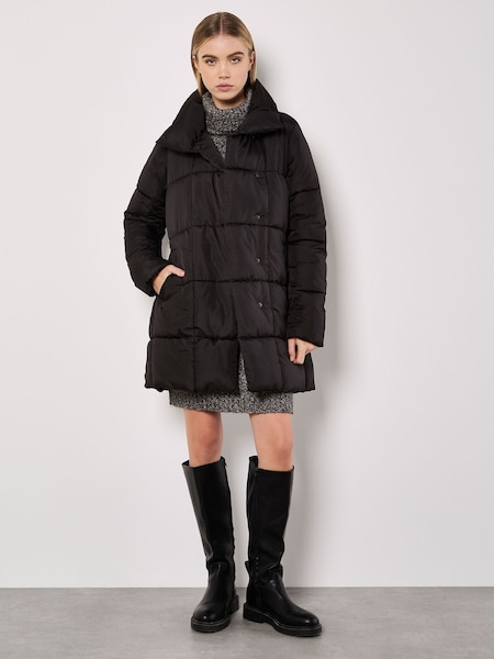 Apricot Black Quilted Belted Coats (AM2441) | €95