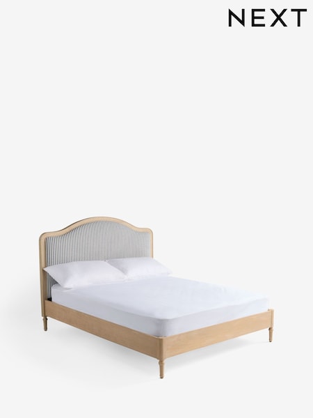 Chenille Stripe Slate Blue Natural Lily Wooden Ottoman Storage Bed Frame (AM2459) | €675 - €925