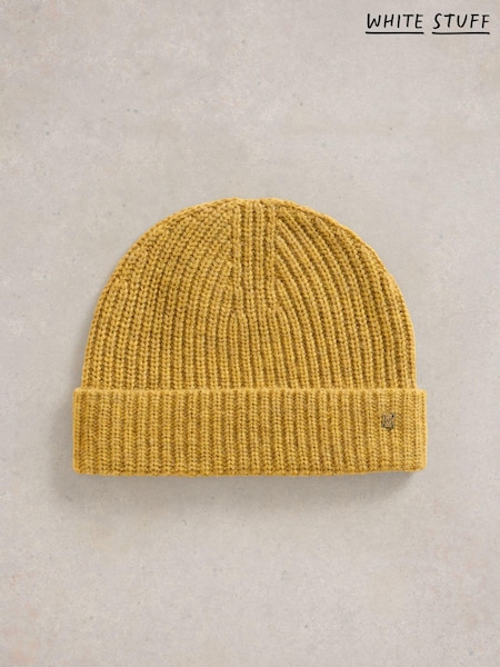 White Stuff Yellow Albie Rib Knit Beanie (AM2480) | €17