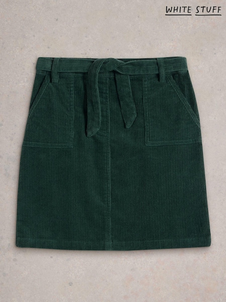 White Stuff Green 100% Organic Cotton Cord Skirt (AM2514) | AED73