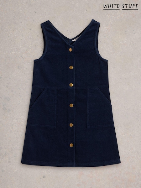 White Stuff Blue 100% Organic Cotton Cord Pinafore (AM2517) | 81 QAR