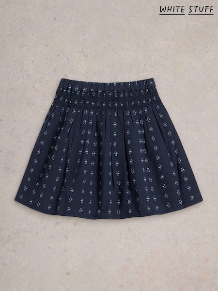 White Stuff Blue 100% Cotton Celeste Dobby Skirt (AM2550) | €23