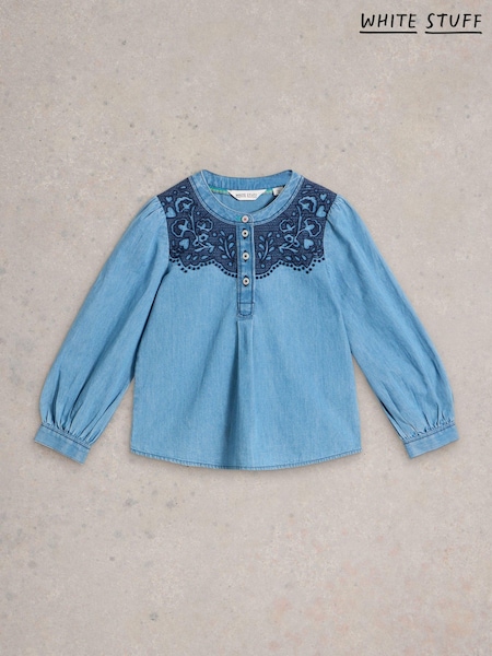 White Stuff Blue 100% Organic Cotton Long Sleeve Top (AM2570) | €15.50