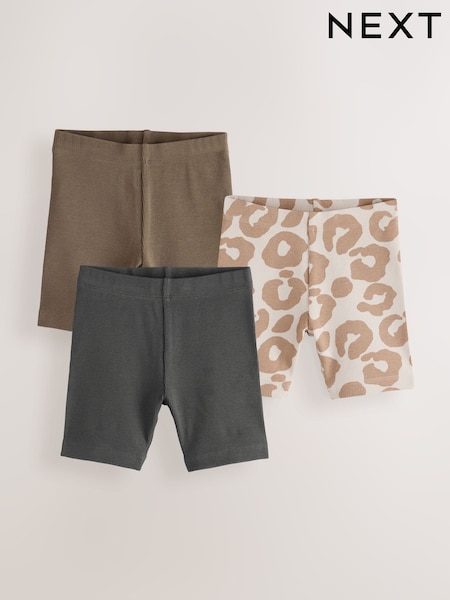 Charcoal Grey/ Tan Brown/ Animal Print Cycling Shorts 3 Pack (3mths-7yrs) (AM2656) | 412 UAH - 576 UAH