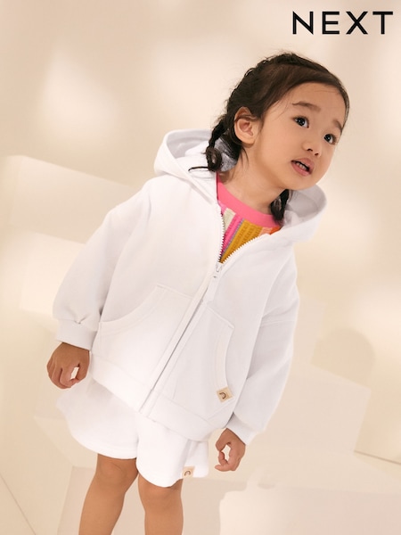 White Zip Through Hoodie (3mths-7yrs) (AM2671) | €14 - €17