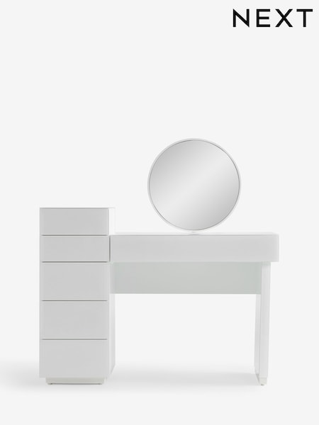 White Sloane Glass Collection Luxe 7 Drawer Console Dressing Table (AM2690) | €900
