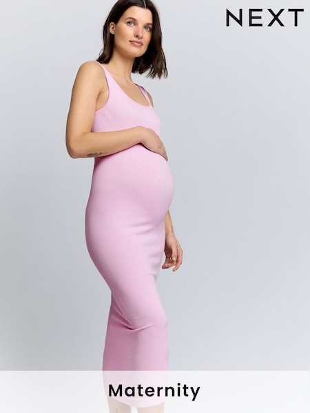 Pink Maternity Square Neck Seamless Dress (AM2703) | €41.50