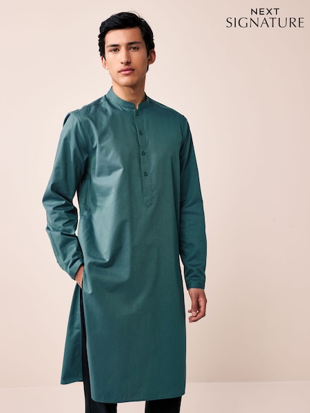 Зелений - Текстурована 100% бавовна Signature Kurta (AM2726) | 1 485 грн