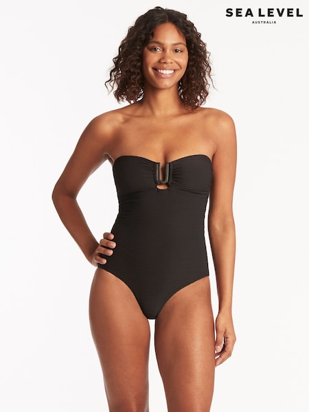 Sea Level Black Spinnaker U Bar Bandeau Swimsuit (AM2734) | €161