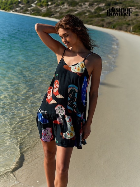 Eleanor Bowmer Howdy Print 100% Cotton Black/Purple Slip (AM2755) | R$ 385
