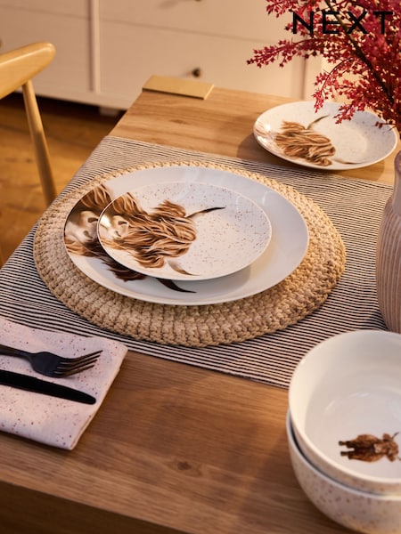 12 Piece Natural Hamish The Highland Cow Dinner Set (AM2764) | €59