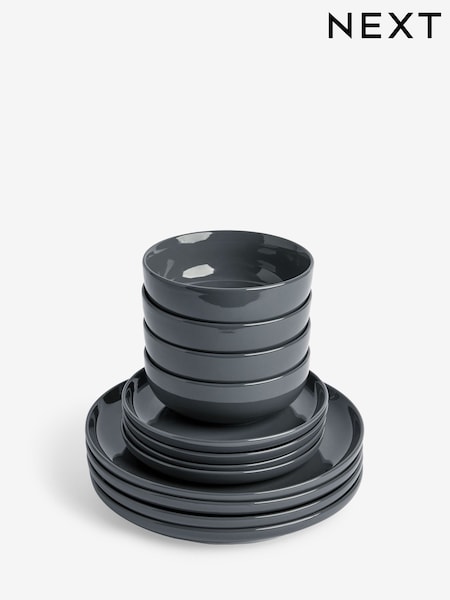 12 Piece Charcoal Grey Moderna Dinner Set (AM2768) | 196 QAR