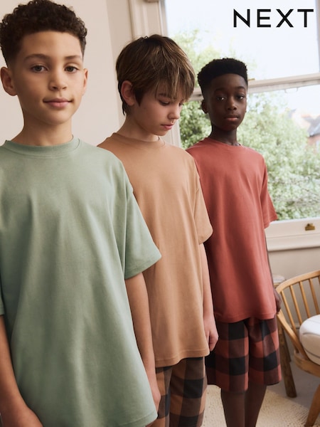 Зелений/Помаранчевий - Woven Check Short Pyjamas 3 Pack (3-16yrs) (AM2779) | 1 235 грн - 1 523 грн