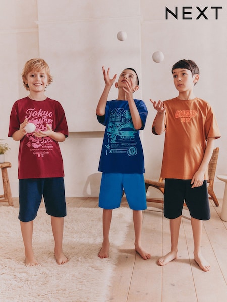 Blue/ Orange/ Red Graphic - Short Pyjamas 3 Pack (5-16yrs) (AM2789) | 36 € - 46 €
