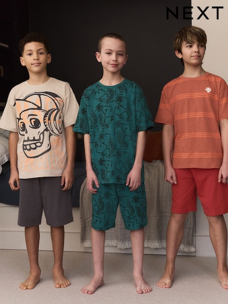 Orange/ Blue/ Neutral Skate Short Pyjamas 3 Pack (3-16yrs) (AM2793) | $44 - $56