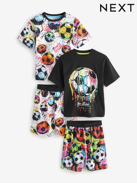 Black/ Multi Bright Football - Short Pyjamas 2 Pack (5-16yrs) (AM2803) | 30 € - 39 €