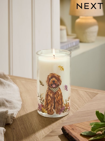 Orange Louie the Labradoodle Pumpkin Ginger Chai Pillar Candle (AM2821) | €13