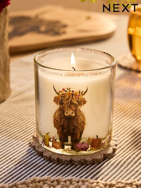 Orange Hamish the Highland Cow Pumpkin Ginger Chai Pillar Candle (AM2827) | €11