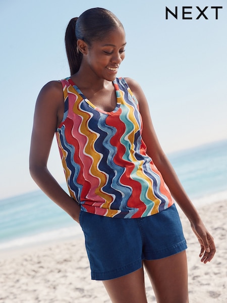 Rainbow Swirl Print Modal Slouch Vest (AM2906) | €14
