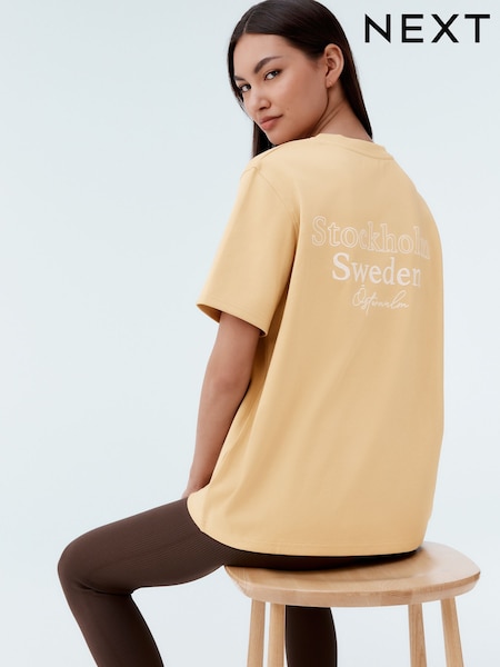 Butter Yellow Heavyweight Short Sleeve Crew Neck T-Shirt (AM2962) | $31