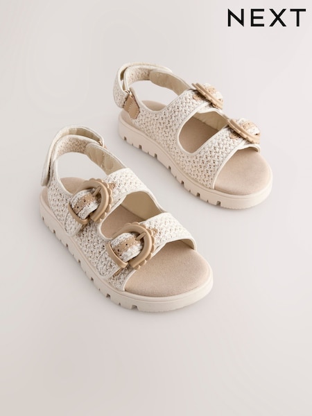Neutral Raffia Chunky Corkbed Sandals (AM2982) | ₪117 - ₪147