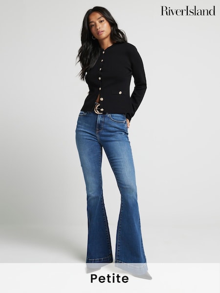 Синій - River Island Petite High Rise Tummy Hold Flare Jeans (AM2998) | 3 184 грн
