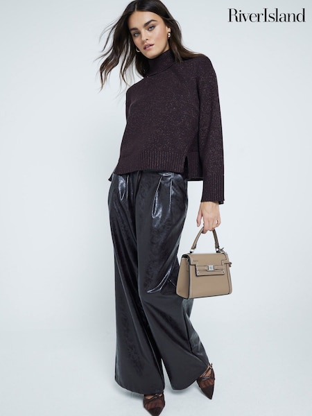 River Island Brown High Neck Knitted Jumper (AM3000) | $60