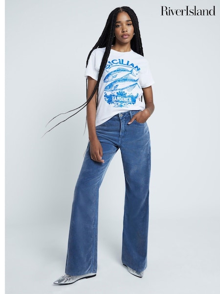 River Island Sicilian Fish Graphic 100% Cotton T-Shirt (AM3009) | €39
