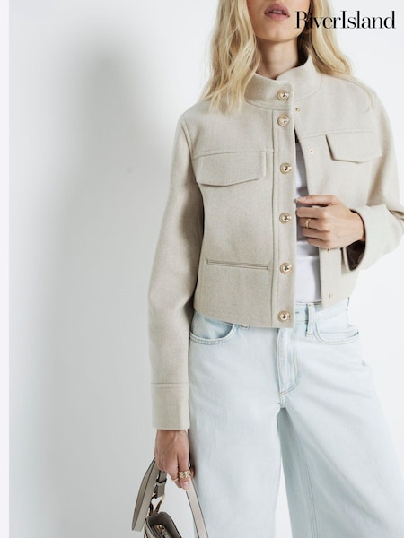 River Island Brown Light Funnel Neck Jacket (AM3023) | €69