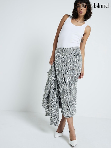 River Island Sparkle Boucle Pencil Skirt (AM3029) | €71