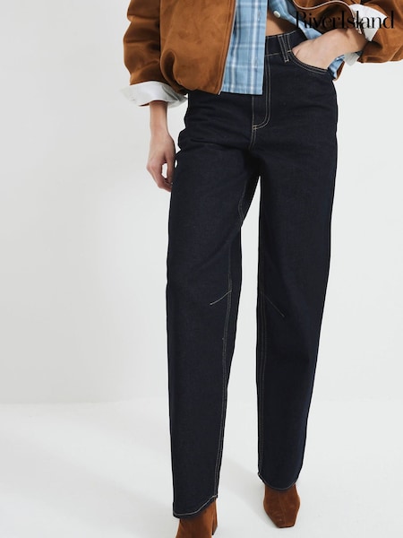Indigo - River Island Barrel-Jeans mit Ziernähten (AM3032) | 69 €