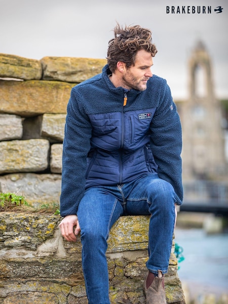 Brakeburn Blue Borg Zip Up Fleece (AM3035) | €66
