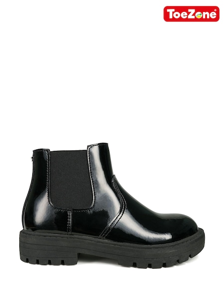 Toezone Cara Girls Gusset And Zip Unicorn Ankle Black Boots (AM3053) | ‏171‏₪ - ‏181‏ ₪