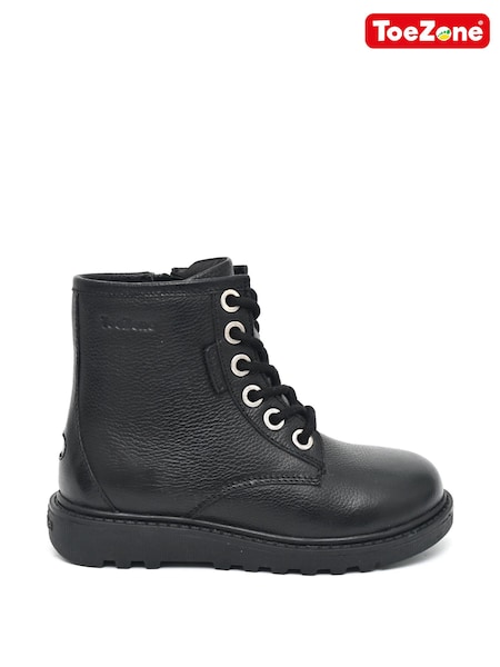 ToeZone Storm Boys Leather Ortholite Ankle Black Boots (AM3056) | R$ 355 - R$ 435