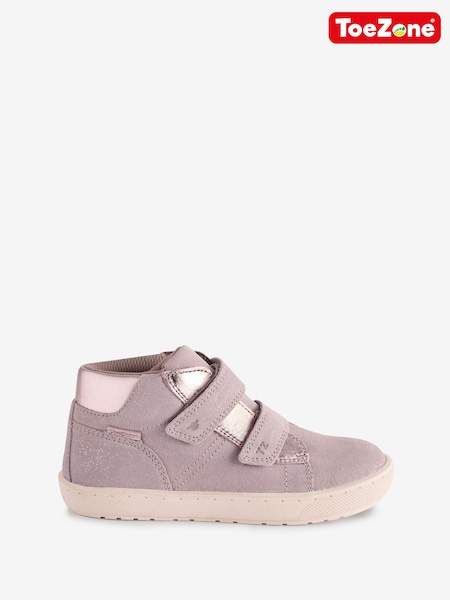 Toezone Layla Girls' Pink Shimmer Suede Rip Tape Boots 3M (AM3057) | 194 LEI - 216 LEI