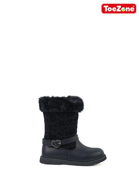 Toezone Lumi Faux Fur Zip Heart Buckle Boots (AM3062) | AED175 - AED204