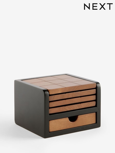 Set of 4 Natural Bronx Noughts and Crosses Coasters (AM3209) | €22