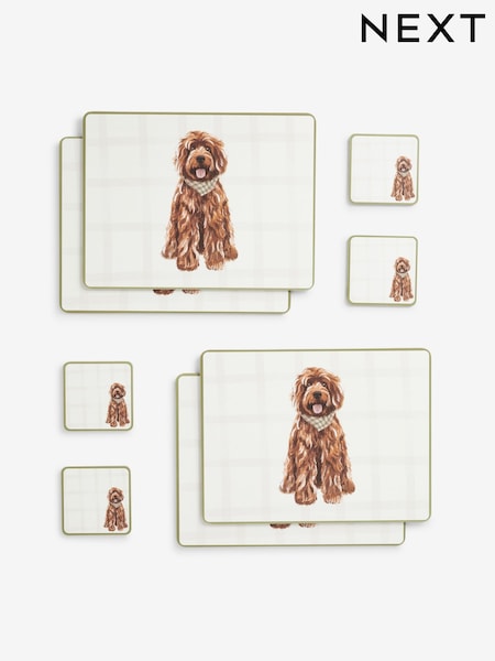 Green Louie the Labradoodle Corkback Placemats and Coasters (AM3212) | €20